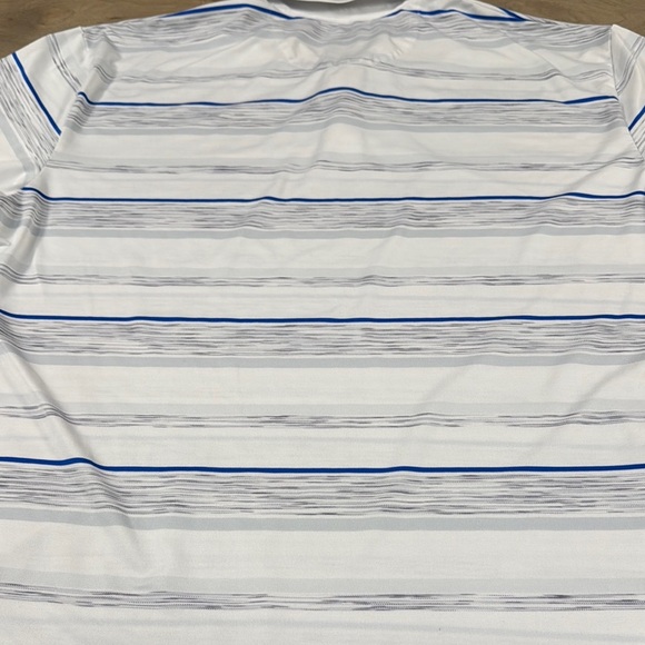 Callaway Men's Space Dye Stripe White and Blue Golf Polo Shirt Opti Dri - Picture 12 of 13